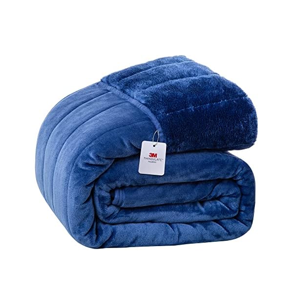 シンサレート毛布 厚手 ダブル 冬用 【SUPER HOT】 フランネル 2枚合わせ 3Mシンサレート中綿 断熱素材 超極細繊維 LockHeat速暖発熱繊維 襟付き 掛け毛布 四層構造 保温 軽量 24時間持続制菌消臭 洗える 毛抜けない 静電気防