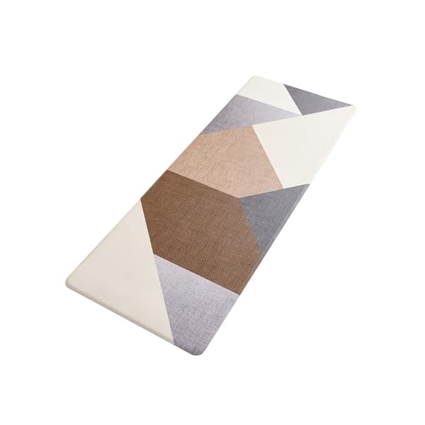 キッチンマット 45×180cm 幾何学ピース柄 撥水 防汚 防炎 抗菌 滑り止め クッション性 PVC素材 厚さ10mm おしゃれ 北欧風 台所マット