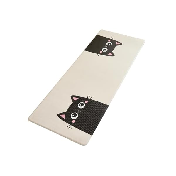 キッチンマット 45×240cm 黒猫シルエット柄 撥水 防汚 防炎 抗菌 滑り止め PVC素材 クッション性あり 厚さ10mm 拭き取り簡単 可愛いデザイン 台所マット