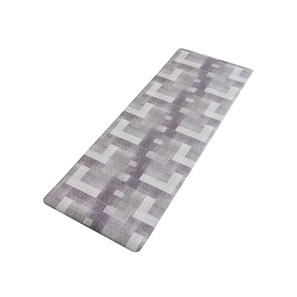 キッチンマット 45×120cm 幾何学パッチワーク柄 撥水 防汚 防炎 抗菌 滑り止め PVC素材 クッション性あり 厚さ10mm 拭き取り簡単 北欧風 台所マット