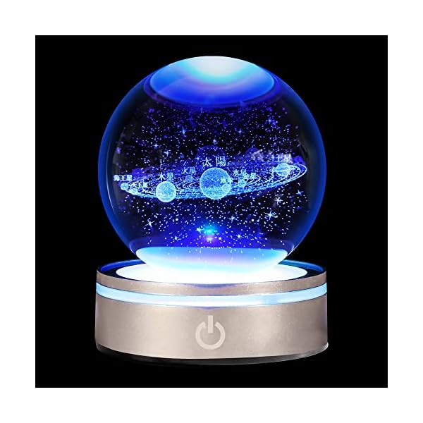 3D 太陽系クリスタルボールモデルギフト 人気宇宙天文学ギフト 惑星 LEDマルチカラー 宇宙の ボール 科..