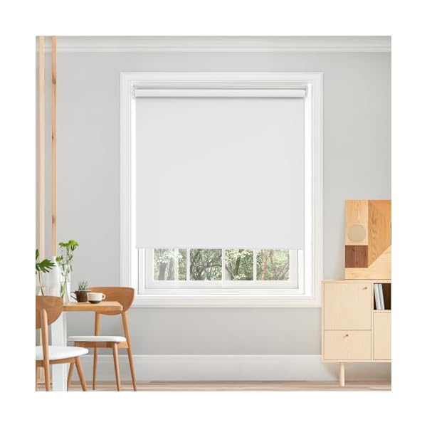 プルコード式 ロールスクリーン 幅60cm 丈135cm ホワイト ロールカーテン 1級遮光 100%遮光 保温 断熱 ..