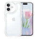 対応いPhone 16用ケース 可愛い ウェーブ レンズ保護 おしゃれ TPU+PC 韓国 クリア かわいい アクキー アクスタ 人気 シンプル 滑り止め 薄型 軽量 耐衝撃 指紋防止 ストラップホール付き TPU バンパー アイフォン16用スマホケ