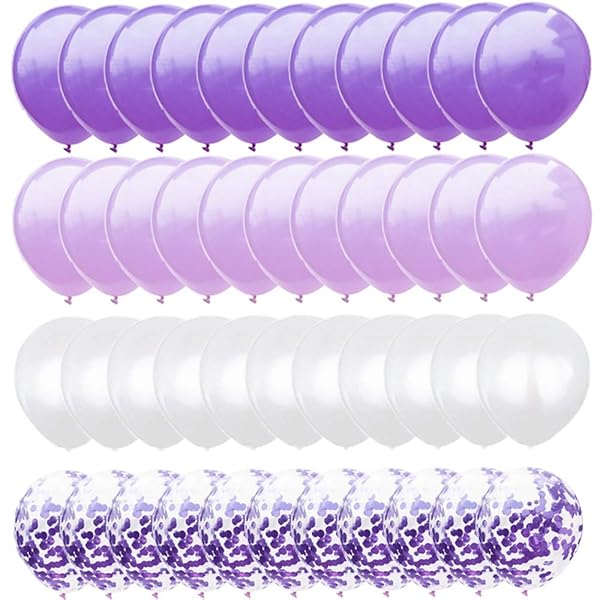 バルーン 風船 40個 きらきら紙吹雪風船 飾り 装飾 誕生日 バースデー パーティー 結婚式 サプライズ お祝い イベント (パープル)
