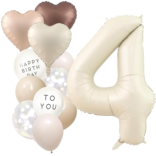 4歳 誕生日 飾り付け 大きい 数字 バルーン くすみカラー 風船 セット ナンバーバルーン バースデー 飾り おしゃれ 子供 誕生日お祝い（数字4）