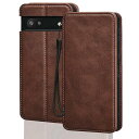 Google Pixel 8A ケース 手帳型 ピクセル8A レザーケース カード収納 内蔵マグネット式(携帯ストラップ付き、ガラスフィルム付き)ブラウン