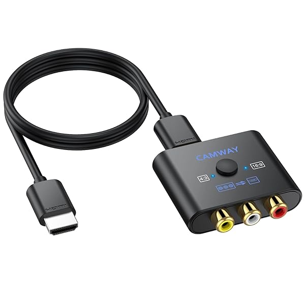 RCA to HDMI 変換 コンバーター 16:9/4:3変換 AV to HDMI コンバーター hdmi 変換 720P/1080P変換 （赤、白、黄）3色端子 ミニ コンポジット Wii/PS1/PS2/N64用 DVD/VHS/VCR用