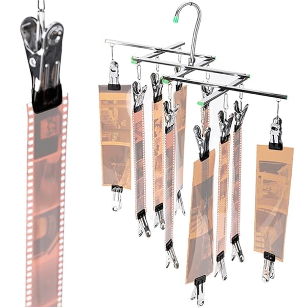 35mm 120mm フイルム ドライ ハンギング ラックフレーム フイルムを吊る ステンレス材質 滑り止め クリップ*10 フィルムに傷付けない クリップの間隔が調整可能 折りたたみ式 収納便利 35mm 120mm フィルムハンガー