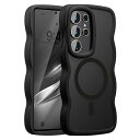 対応 Samsung Galaxy S24 Ultra 5G 用の ケース 透明 TPU ウェーブデザイン スマホケース クリア 可愛い 人気 おしゃれ ケース MagSafe対応 薄型 軽量 耐衝撃 波型 バンパー スマホケース - ブラック