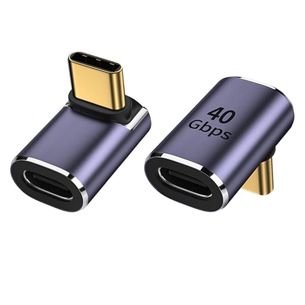 USB4 Type C 変換 アダプタ L字 USB C メス to C オス 90度 コネクター 100W急速充電＋40Gbps 高速データ転送 (L字-上下, 1)
