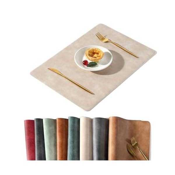 ランチョンマット 高質PUレザー 北欧 撥水 防汚 断熱 滑り止め 丸洗いOK 清潔しやすい 華やか 飾り 家庭用 レストラン用（オフホワイト,43cm×30cm, 2枚セット）