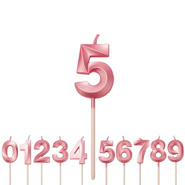 誕生日 ろうそく お誕生日キャンドル おしゃれ 数字 バースデーキャンドル 3D 装飾 記念日をお祝いしましょう ケーキナンバーキャンドル ウェディングパーティー 卒業パーティー ピンク (番号5)