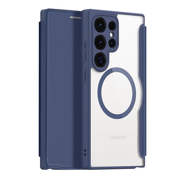 【SkinX Pro Series】Galaxy S24 Ultraケース GalaxyS24 Ultra ケース 手帳型 S24 Ultra カード収納 ケース ワイヤレス充電対応 マグネット式 超薄型 軽量 高級PUレザー 背面クリア 耐衝撃 全
