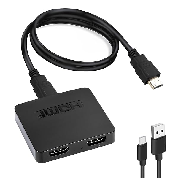 HDMI 分配器 1入力2出力 4K 30Hz 音声 ビデオ 同時出力 付き 3D 1080p HDMI 1.4、1.3 複製/ミラーのみ 拡張モードなし PS3/4/5、HDTV、VCD/DVD プレーヤー、PC対応 （EDID機能、高速ケーブル1