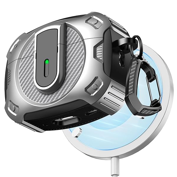 AirPods Pro 第2世代/第1世代用 保護ケース ロックスイッチ付き 2024年新宇宙テーマ保護ケース Airpods Pro (2019/2022/2023) 対応 MagSafe対応 [シルバー]