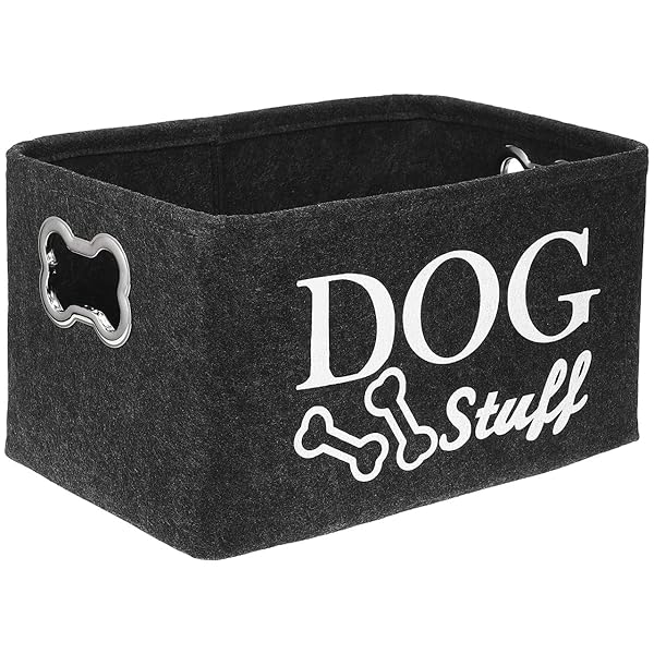 犬用 おもちゃ箱 ボックス バスケット収納 ペット おもちゃ入れ 犬おもちゃ用 金属製ハンドル付き フェ..