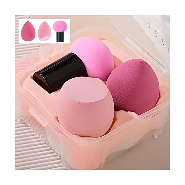 メイク スポンジ パフ 3個入り ケース付き 多機能メイク用スポンジパフ 乾湿兼用 水しずく型 斜めカット ハンドル付き 洗える化粧用スポンジ 旅行や日常のメイ...