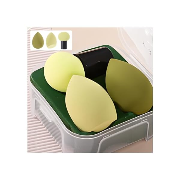 メイク スポンジ パフ 3個入り ケース付き 多機能メイク用スポンジパフ 乾湿兼用 水しずく型 斜めカット ハンドル付き 洗える化粧用スポンジ 旅行や日常のメイ...