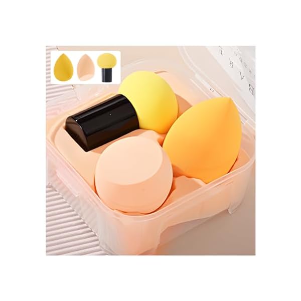 メイク スポンジ パフ 3個入り ケース付き 多機能メイク用スポンジパフ 乾湿兼用 水しずく型 斜めカット ハンドル付き 洗える化粧用スポンジ 旅行や日常のメイ...
