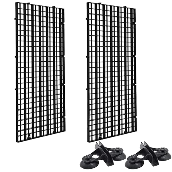 水槽用 仕切り板 セパレーター 30cm×15cm 水槽セパレーター 濾過 ネット ゴム吸盤付き 水族館 フィルター 4点セット (ブラック)