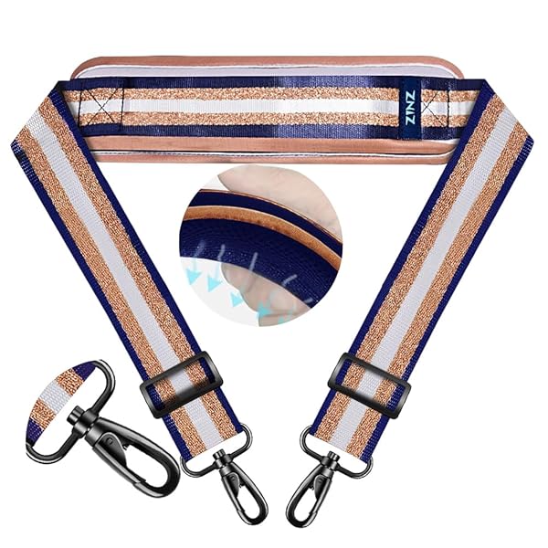 74 インチのショルダーストラップ、固定パッドとデュアルバランスバックル付き -ブルーゴールドジャカード