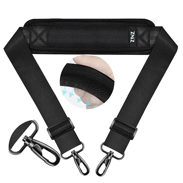 74 インチのショルダーストラップ、固定パッドとデュアルバランスバックル付き -黒