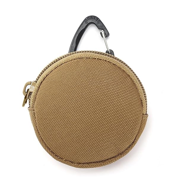 小銭入れ コインケース メンズ カラビナ付き ミニポーチ 小物入れ 小さい イヤホンケース カーキ