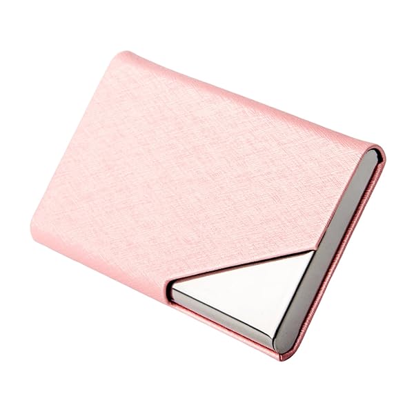 名刺入れ 高級名刺ケース ステンレス鋼カードケース 大容量 名刺が折れない 取り出し簡単 1秒開閉 男女兼用 赠り物 (ピンク)