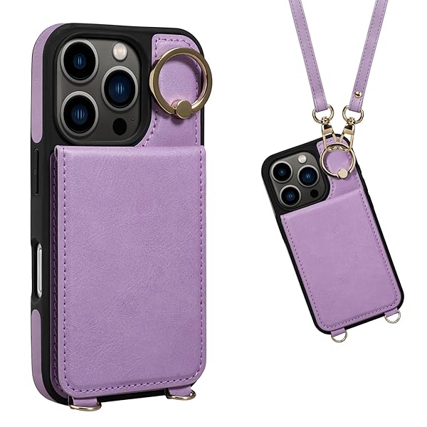 iPhone16 Pro 用 ケース 背面 手帳型 カード iPhone 16 Pro 用 ショルダー ストラップ 手帳型ケース スマホケース いPhone 16 Pro 用 スタンド 肩掛け ICカード収納 斜め掛け 首掛け PUレザー マグネット