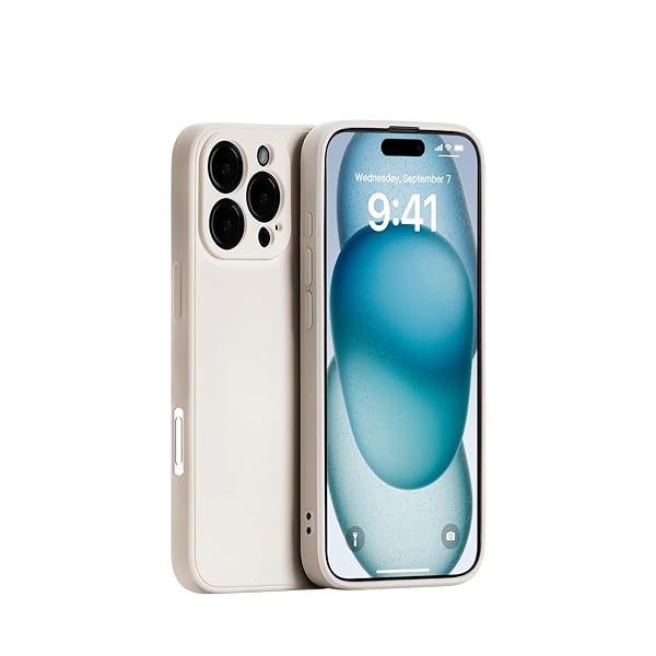 iPhone 16 Pro Max シリコンケース レンズ全面保護 (ベージュ)