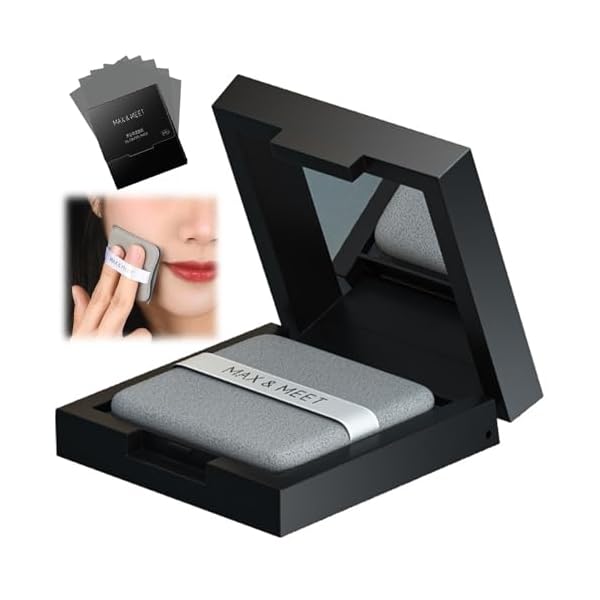 あぶらとり紙 脂取り紙【300枚入り】フェイシャルあぶらとり紙 鏡とパウダーパフ付き クリアでフレッシュ 携帯用 化粧崩れを防ぐ 毛穴の拡大防止 男女兼用 (マットブラック)