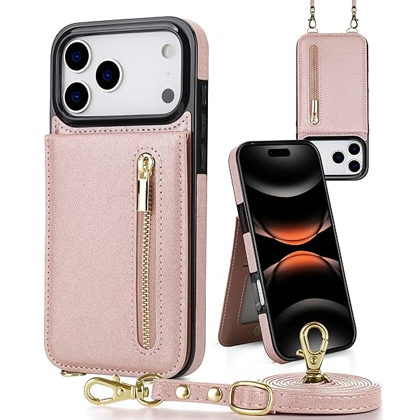 iPhone 17 Pro 用 ケース 手帳型 ショルダー いPhone17 Pro カバー 背面カード収納 小銭入れ 財布型 アイフォン17 プロ 携帯ケース 肩掛け ストラップ付き 長さ調整可能 人気 スマホケース PUレザー スタンド機能 女性