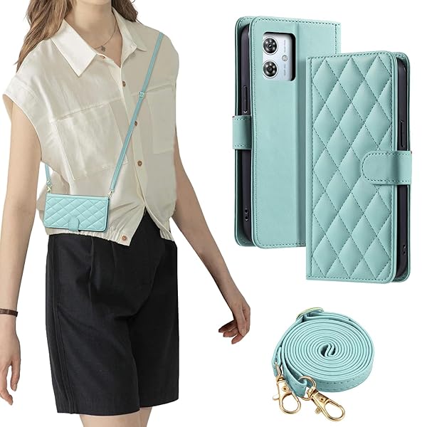 FOR moto g64 5G ケース moto g64y 5Gケース 手帳型 おしゃれ ストラップ付き スタンド機能 カード収納 軽量 薄型 耐衝撃 高級PUレザー 滑り防止 財布型 内蔵マグネット 開閉式 チェック柄 上質 耐摩擦 マグネット式(2)