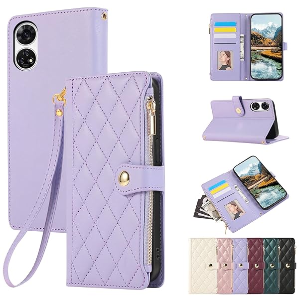 ZTE あんしんファミリースマホ ケース 手帳型 財布型 カバー A303ZT ケース おしゃれ ファスナー型 小銭入れ 安心ファミリースマホ 携帯カバー カード収納 あんしんファミリースマホ スマホケース エレガント チェック柄 刺繍 zte an