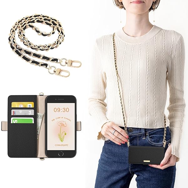 for iPhone SE ケース 手帳型 ショルダー iphone8 ケース 手帳型 肩掛け スマホケースiphone se おしゃれ 女性 iphone7 ケース 財布型 マグネット式 高級PUレザー iPhone se3/se2 ケース 手帳型