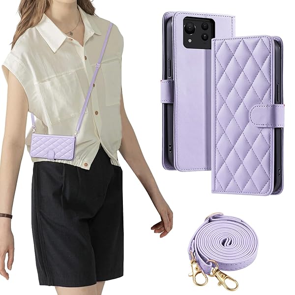 FOR ASUS Zenfone 11 Ultra 対応 ケース 防塵 おしゃれ ストラップ付き スタンド機能 カード収納 軽量 薄型 耐衝撃 高級PUレザー 滑り防止 財布型 内蔵マグネット 開閉式 チェック柄 上質 耐摩擦 マグネット式 肩掛け