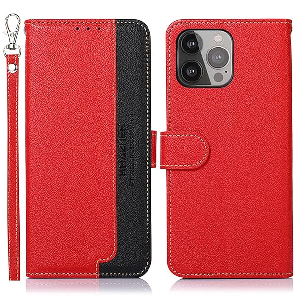 For iPhone 13 pro max ケース 手帳型 アイフォン 13 プロ マックス カバー 財布型 ストラップ付き [RFIDブロッキング] 高級PUレザー マグネット開閉式 カード収納 横置きスタンド機能 耐衝撃 人気 便利 おしゃれ レ