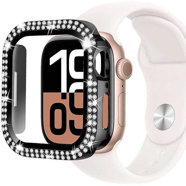 可兼容 アップルウォッチ カバー 46mm 45mm 44mm 42mm 41mm 40mm 対応 アップルウォッチ 本体 ダブルダイヤモンド ガラスフィルム付 超薄型 PC+ガラス素材 高透過率 キズ防止 全面保護 apple watch カバー