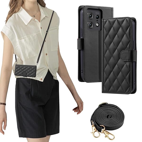 FOR motorola edge 50 pro/50s pro ケース 防塵 おしゃれ ストラップ付き スタンド機能 カード収納 軽量 薄型 耐衝撃 高級PUレザー 滑り防止 財布型 内蔵マグネット 開閉式 チェック柄 上質 耐摩擦 マグネット式