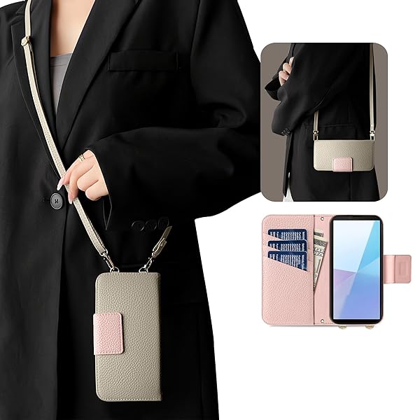 For arrows We2 ケース 手帳型 ショルダー バイカラー スマホケース アローズ F-52E おしゃれ かわいい 女性 レトロ arrows we2 f-52e ケース カード収納 シンプル 上品 we2 カバー マグネット式 スタンド機