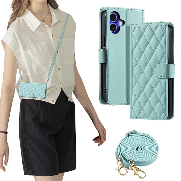 FOR iphone16 ケース iphone 16 ケース 手帳型 おしゃれ ストラップ付き スタンド機能 カード収納 軽量 薄型 耐衝撃 高級PUレザー 滑り防止 財布型 内蔵マグネット 開閉式 チェック柄 上質 耐摩擦 マグネット式 肩掛け 斜