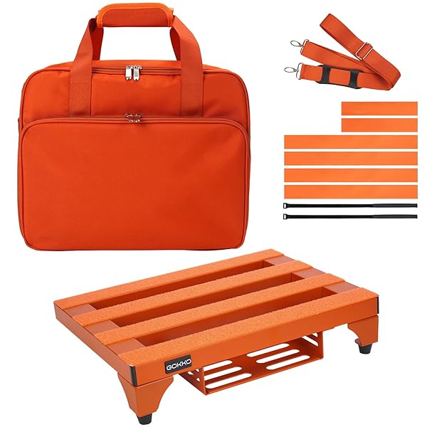 超軽量 ギターエフェクター ボード アルミニウム合金 ペダルボード 丈夫で耐用 キャリングバッグ付き(M-オレンジ)