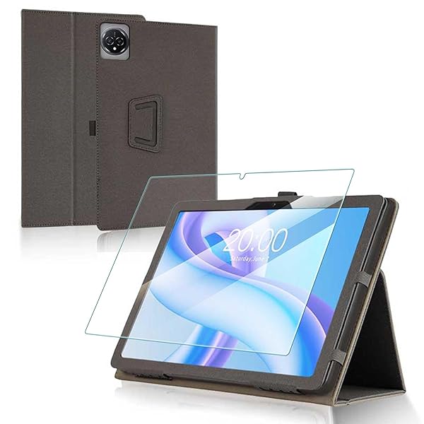 Bmax I10 Plus 用 ケース カバー + Bmax I10 Plus 保護フィルム Bmax I10 Plus 10.1インチ タブレット 収納ケース 軽量 薄型 耐衝撃 全面保護カバー 傷つけ防止 三つ折りブラケット機能 (ブラック)