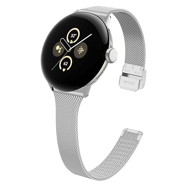 金属バンド Google Pixel Watch 4/3 41mm 対応 交換バンド 時計ベルト ステンレス鋼製 金属ベルト 交換ベルト Google Pixel Watch 4/3/2/1 41mm 用 時計バンド (銀)