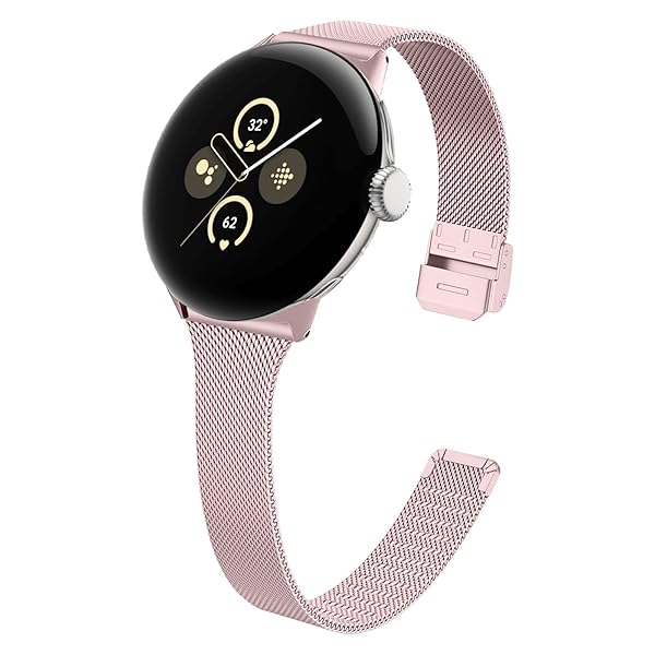 金属バンド Google Pixel Watch 4/3 41mm 対応 交換バンド 時計ベルト ステンレス鋼製 金属ベルト 交換ベルト Google Pixel Watch 4/3/2/1 41mm 用 時計バンド (ピンク)