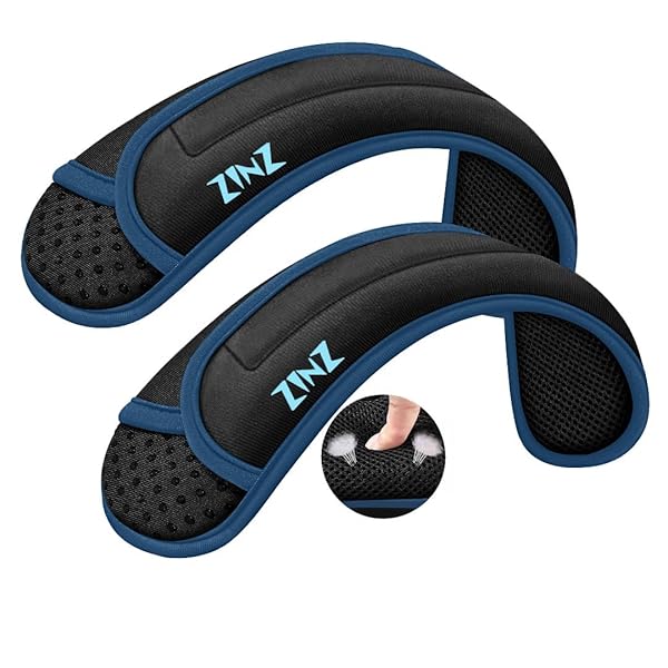2-Pack バッグ、荷物バッグ、クロスボディ用の超厚クッション付きユニバーサルショルダーパッド、プラスロング＆滑り止め＆通気性,ブラックブルー