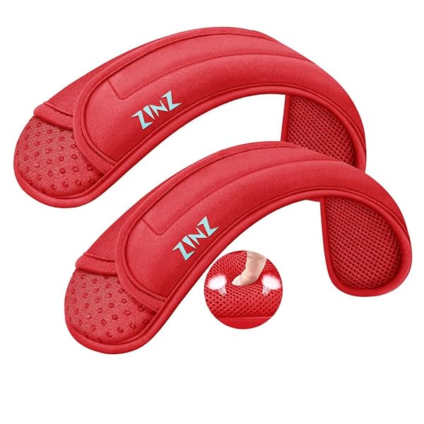 2-Pack バッグ、荷物バッグ、クロスボディ用の超厚クッション付きユニバーサルショルダーパッド、プラスロング＆滑り止め＆通気性,赤