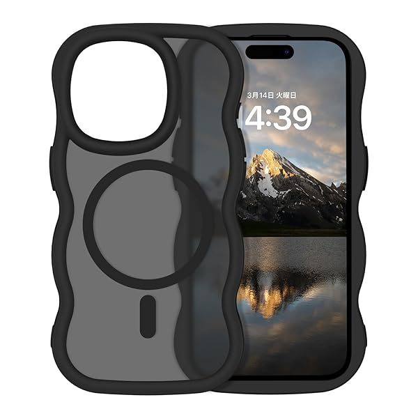 iPhone13Pro ケース MagSafe対応 ウェーブ 半透明 いphone 13Pro マグセフ 可愛い ケース うねうね 韓国 クリア 人気 バンパー 耐衝撃 指紋防止 ワイヤレス充電 マット感 滑り止め スマホケース iPhone13Pr