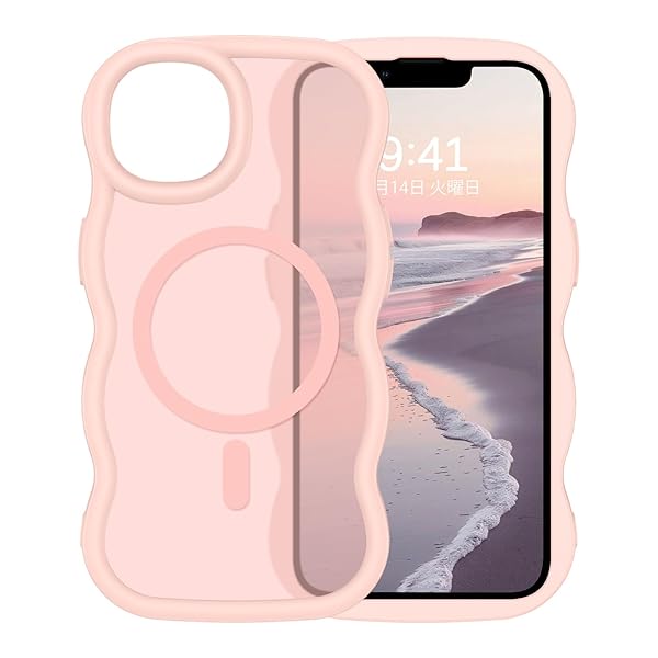 iPhone13 iPhone14 ケース MagSafe対応 ウェーブ 半透明 いphone13 いphon14 可愛い マグセフ ケース うねうね 可愛い クリア 耐衝撃 指紋防止 スマホケース iPhone13/14 マグネット バンパー ワイ