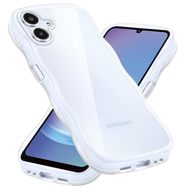 クリア Galaxy A25 5G ケース SC-53F ケース かわいい 波状フレーム うねうね カバー 耐衝撃 ギャラクシーA25 5G スマホケース 滑り止め 人気 可愛い 落下防止 ワイヤレス充電対応 (クリア 透明)